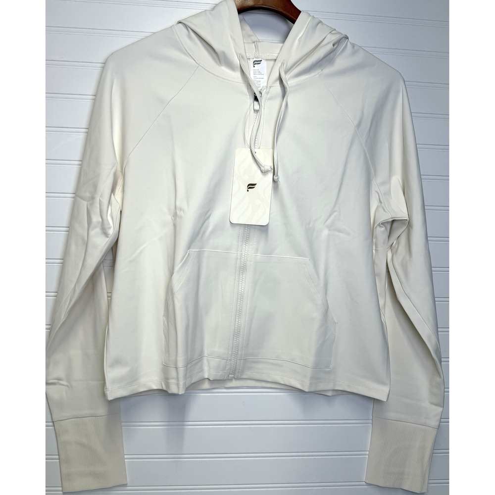 Fabletics Bailey Cropped PureLuxe Hoodie Off White XXL NWT Soft Zip Up Jacket